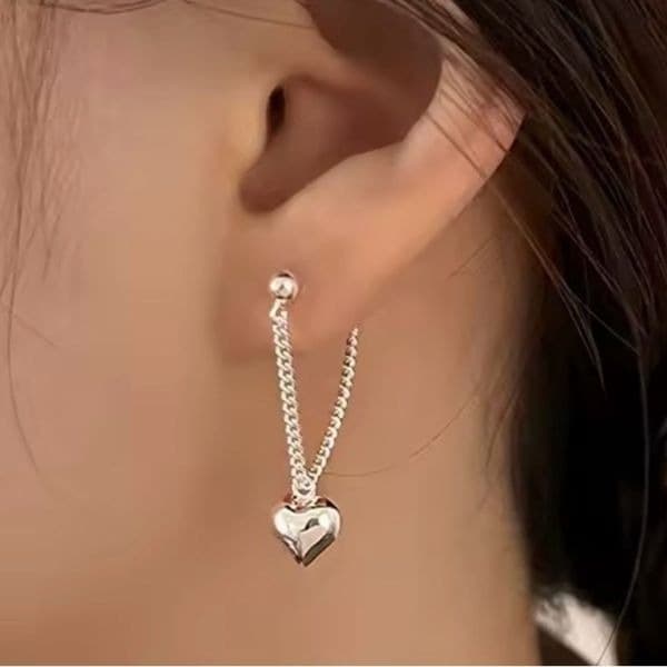 The Dainty Dangle heart earrings in 925 silver - Thumbnail 6