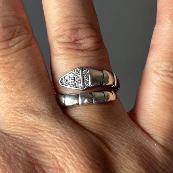 The Sparkling Serpent Ring in sterling silver and lab created diamonds sz 6.5 - Thumbnail 3