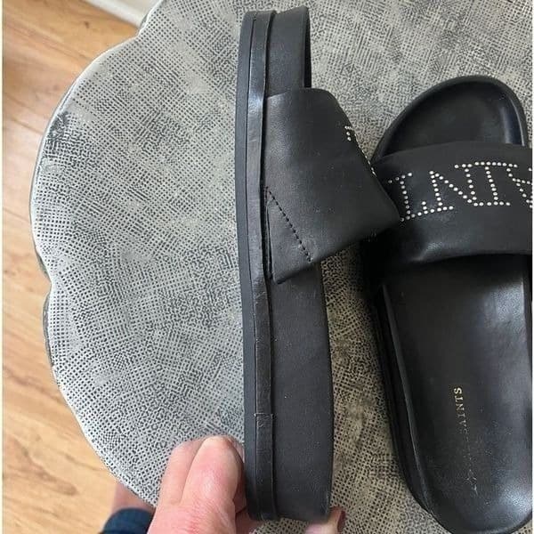 AllSaints Sophie leather sliders in black size 37 us 6.5 - Thumbnail 5