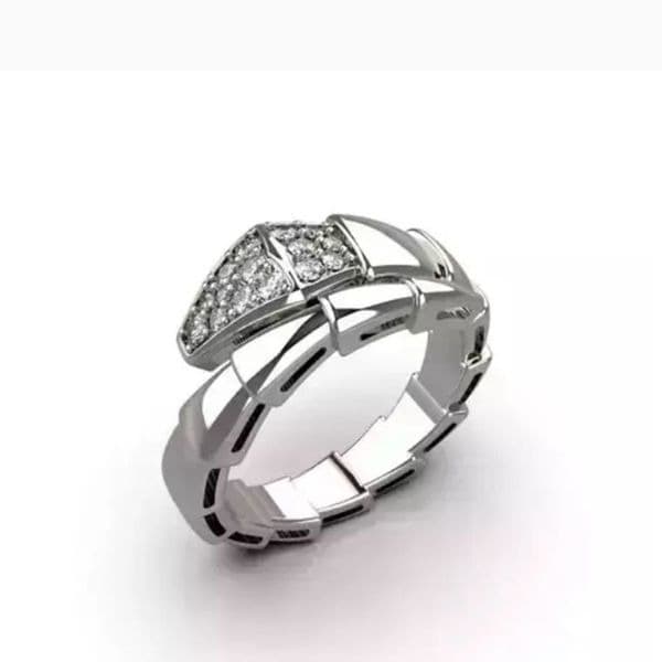The Sparkling Serpent Ring in sterling silver and lab created diamonds sz 6.5 - Thumbnail 6