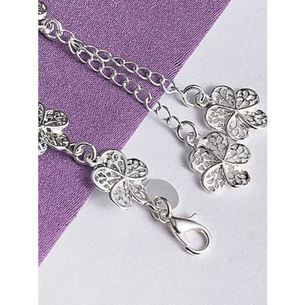 Double Dangling Flower bracelet in 925 sterling silver - Thumbnail 4