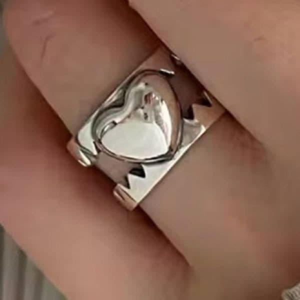 The Jagged Heart statement ring adjustable in 925 - Thumbnail 3