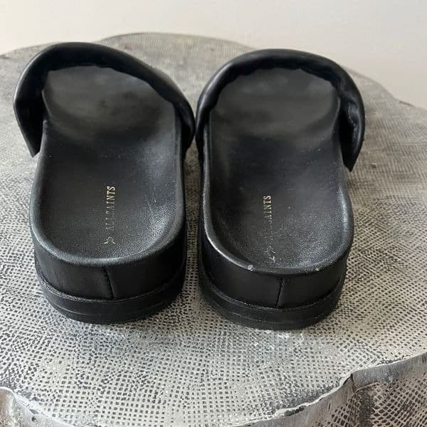 AllSaints Sophie leather sliders in black size 37 us 6.5 - Thumbnail 9