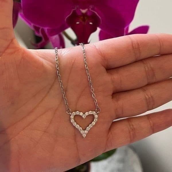 The Darling Heart Mini White sapphire heart and 925 necklace - Thumbnail 5