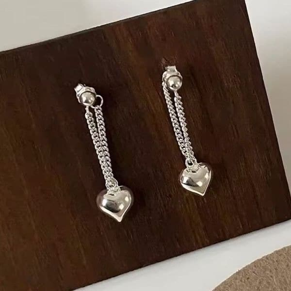 The Dainty Dangle heart earrings in 925 silver - Thumbnail 7