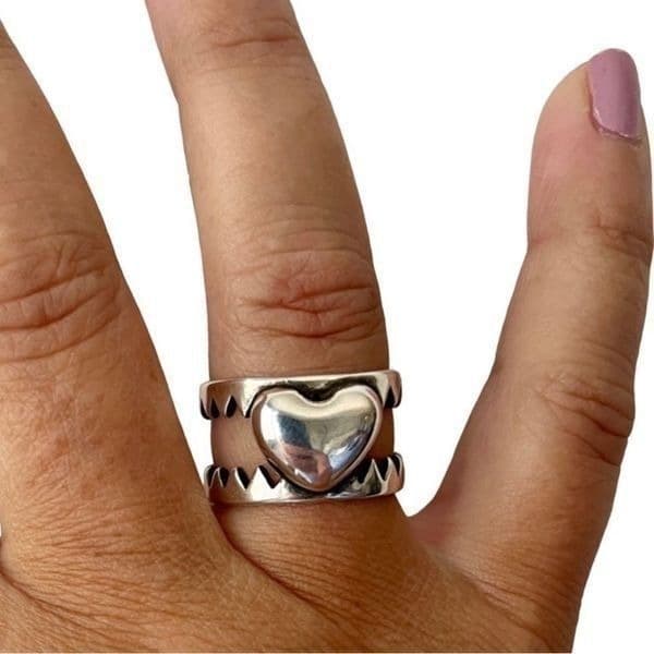 The Jagged Heart statement ring adjustable in 925 - Image 1