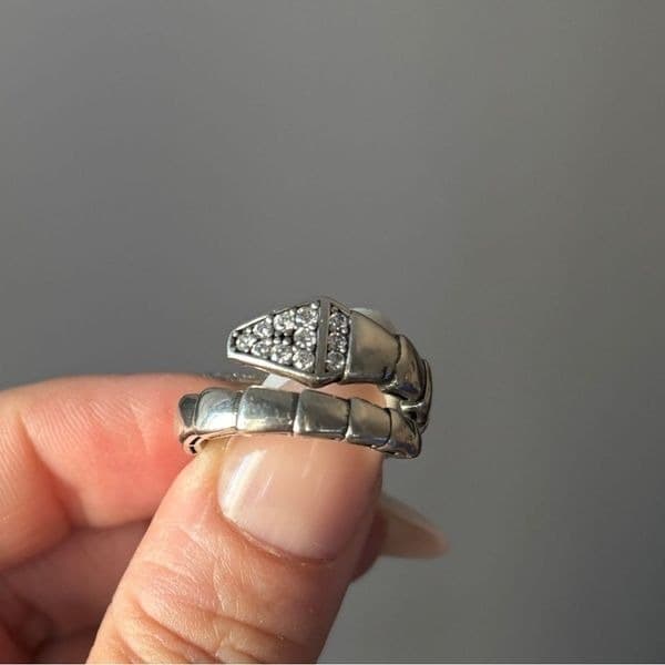 The Sparkling Serpent Ring in sterling silver and lab created diamonds sz 6.5 - Thumbnail 8