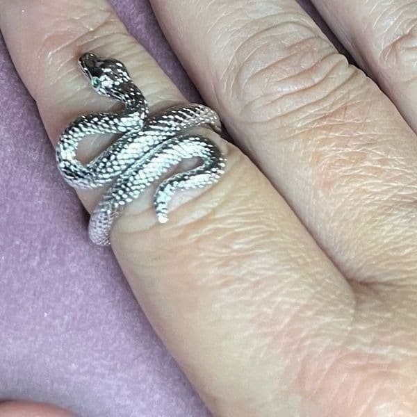 The Green Eyed Serpent Ring in 925 silver - Thumbnail 6