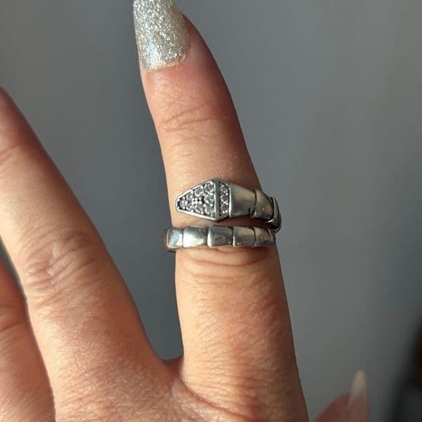 The Sparkling Serpent Ring in sterling silver and lab created diamonds sz 6.5 - Thumbnail 10