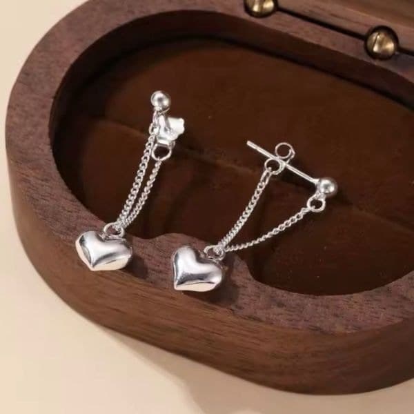 The Dainty Dangle heart earrings in 925 silver - Thumbnail 5