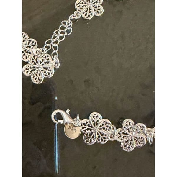 Double Dangling Flower bracelet in 925 sterling silver - Thumbnail 7