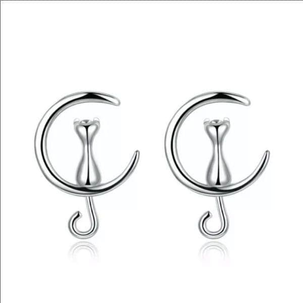 The Caturday Everyday 925 Silver Stud Cat Earrings - Image 1
