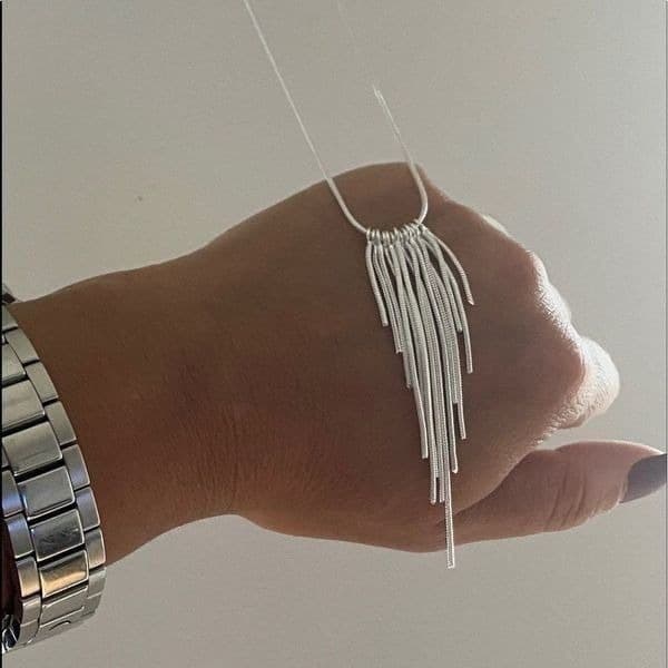 The Roaring 20’s 925 Silver retro fringe necklace - Thumbnail 6