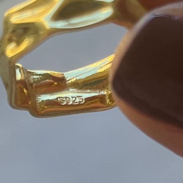 The Hammered Ring 925 adjustable gold band ring - Thumbnail 7