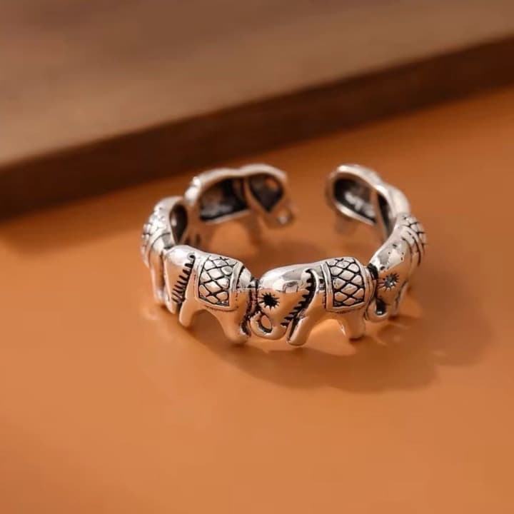 The elephant adjustable ring in 925 - Thumbnail 2