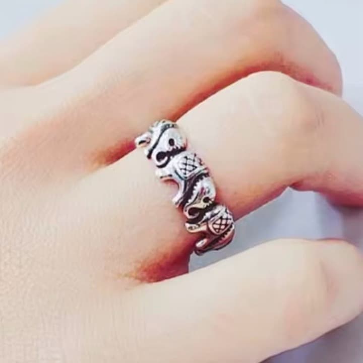 The elephant adjustable ring in 925 - Thumbnail 4