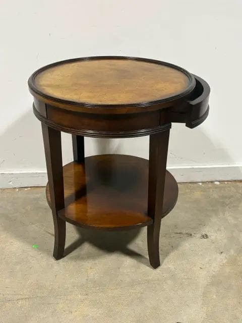 Barker Furniture Round Wood End Table with 1 Drawer - Thumbnail 2