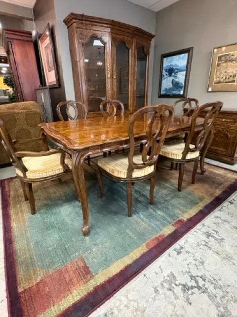 Century Wooden Dining Table With 6 Chairs - Image 1