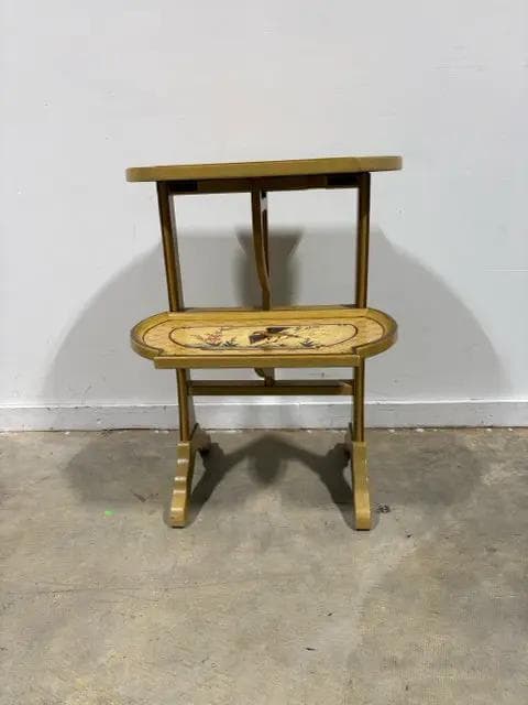 Two Tier Folding Butler Tray With Bird Design - Thumbnail 3
