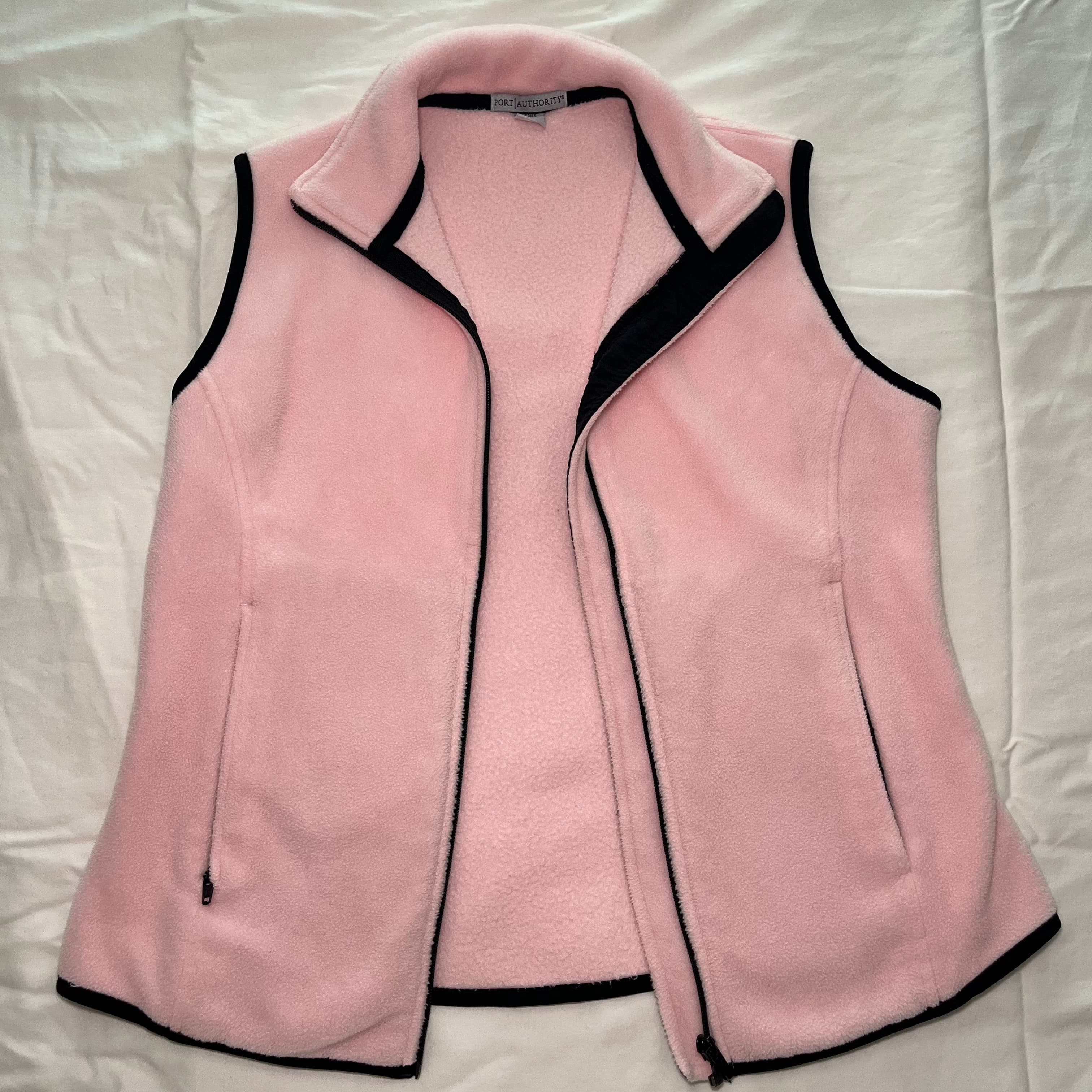 Port Authority Women's Pink Fleece Vest Size L y2k - Image 1