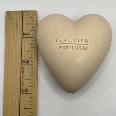Estee Lauder BEAUTIFUL Perfumed Soap 2.5 oz Heart Shape Retired NO Seal Scuffed - Thumbnail 2