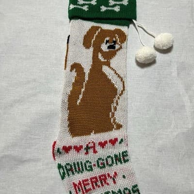 Vintage 1993 Dog Christmas Stocking Knitted - A Dawg Gone Merry Christmas - Thumbnail 4