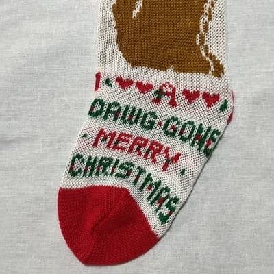 Vintage 1993 Dog Christmas Stocking Knitted - A Dawg Gone Merry Christmas - Thumbnail 6