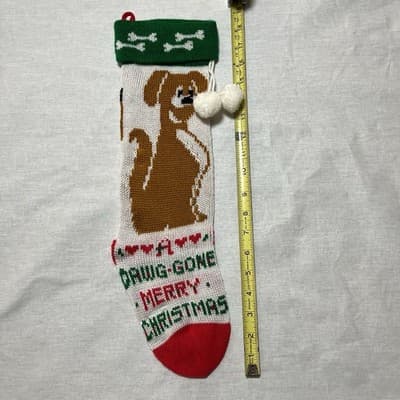 Vintage 1993 Dog Christmas Stocking Knitted - A Dawg Gone Merry Christmas - Thumbnail 7
