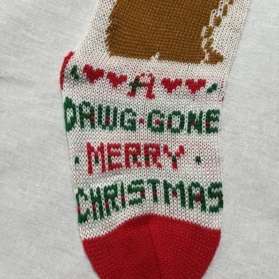 Vintage 1993 Dog Christmas Stocking Knitted - A Dawg Gone Merry Christmas - Thumbnail 3
