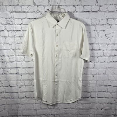 Nat Nast Shirt Men XL Off White Textured Chevron Silk Cotton Airy Camp Pocket - Image 1