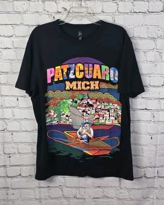 Mexican Men's Large Black Fishing Short Sleeve T-Shirt - Image 1