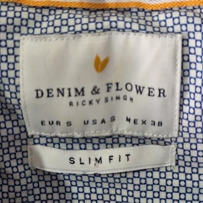 Denim & Flower 1942 Men's Small Slim Fit Floral Short Sleeve Button Up Shirt - Thumbnail 3