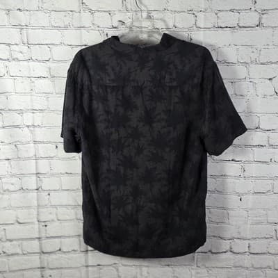 Nat Nast Men's Medium Black Silk Blend Tropical Hawaiian SS Button Up Shirt - Thumbnail 8