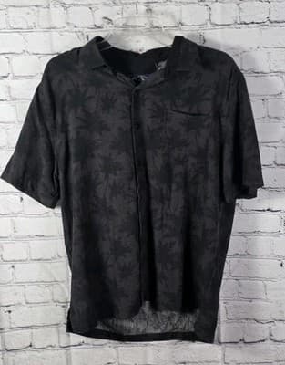 Nat Nast Men's Medium Black Silk Blend Tropical Hawaiian SS Button Up Shirt - Image 1