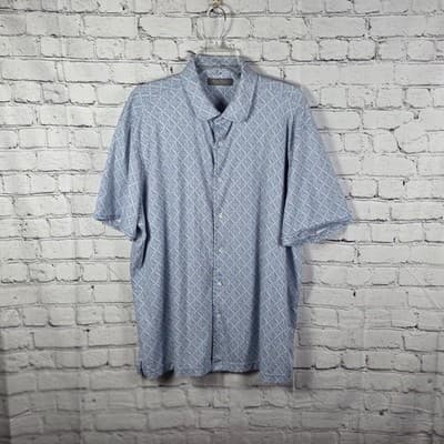 Daniel Cremieux Men's Blue / White Geometric Short Sleeve Polo Shirt - Image 1