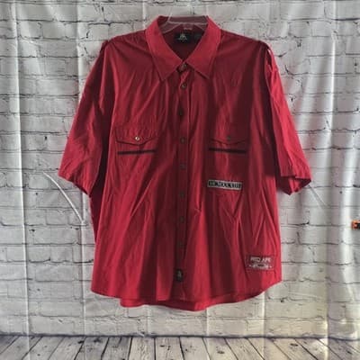 Red Ape Men's 4X Red Embroidered Long Sleeve Button Down Shirt - Image 1