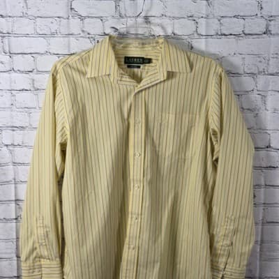 Lauren Ralph Lauren Men's 16.5 35/35 Yellow Black Plaid Button Down Shirt - Thumbnail 2