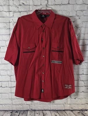 Red Ape Men's 4X Red Embroidered Long Sleeve Button Down Shirt - Thumbnail 2