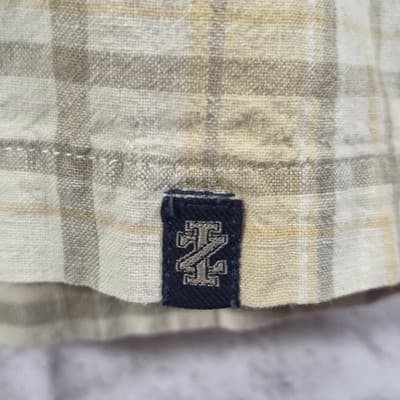 IZOD Men's 2XLT Plaid Linen Blend Plaid Short Sleeve Button Down Short - Thumbnail 2