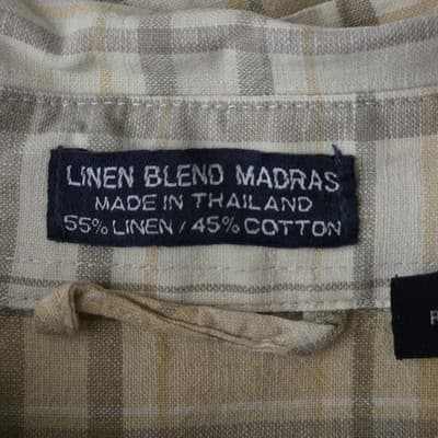 IZOD Men's 2XLT Plaid Linen Blend Plaid Short Sleeve Button Down Short - Thumbnail 4