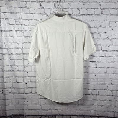 Nat Nast Shirt Men XL Off White Textured Chevron Silk Cotton Airy Camp Pocket - Thumbnail 7