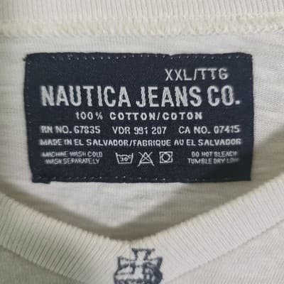 Y2K Nautica Jeans Co Me'ns XXL White Short Sleeve T-shirt - Thumbnail 2