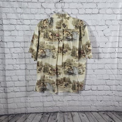 North River Men's XL Deer And Wildlife Print Short Sleeve Button Up Shirt - Thumbnail 6