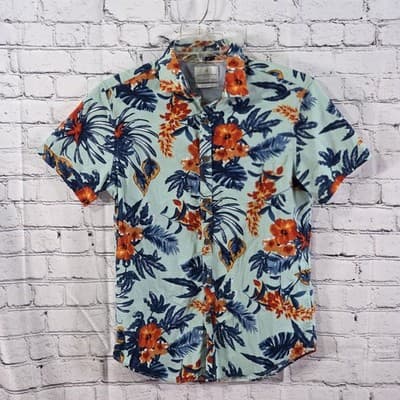 Denim & Flower 1942 Men's Small Slim Fit Floral Short Sleeve Button Up Shirt - Image 1
