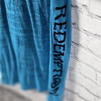 Y2K Raw State Men's Large Blue "Redemption" Grunge Punk Shirt - Thumbnail 6