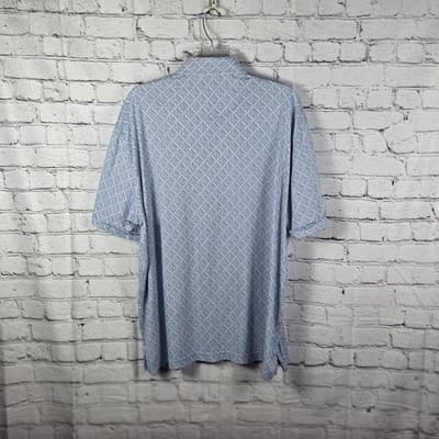 Daniel Cremieux Men's Blue / White Geometric Short Sleeve Polo Shirt - Thumbnail 9