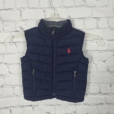 Ralph Lauren Unisex Infant 12 Months Navy Blue Vest Jacket - Image 1
