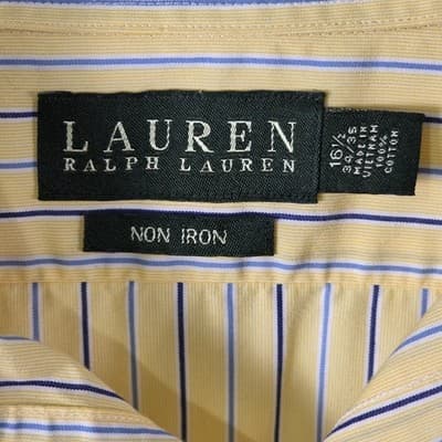 Lauren Ralph Lauren Men's 16.5 35/35 Yellow Black Plaid Button Down Shirt - Thumbnail 3
