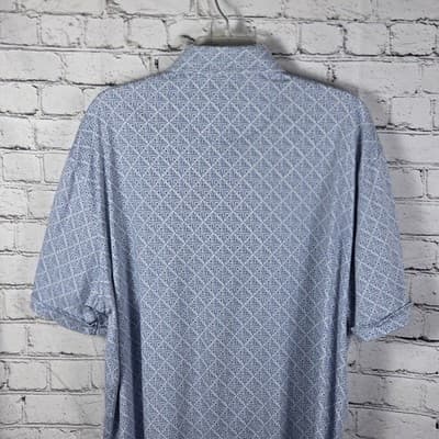 Daniel Cremieux Men's Blue / White Geometric Short Sleeve Polo Shirt - Thumbnail 10