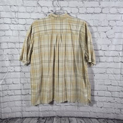 IZOD Men's 2XLT Plaid Linen Blend Plaid Short Sleeve Button Down Short - Thumbnail 7